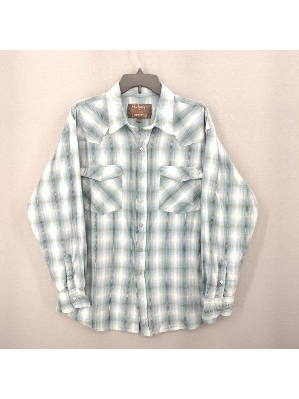 Walls Ranch Wear Shirt Mens L Western Plaid Long Sleeve Cowboy Rodeo Workwear